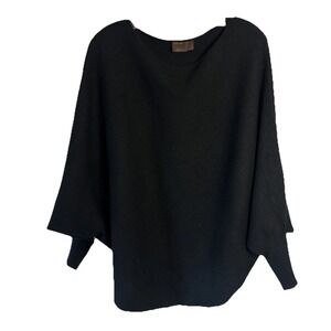 KERISMA‎ Black Boat Neck Batwing Sleeve Pullover Sweater Women's Top Size S M